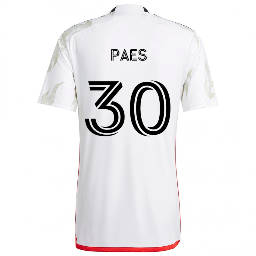 Niño Camiseta Maarten Paes #30 Blanco Rojo Negro 2ª Equipación 2024/25 La Camisa Chile