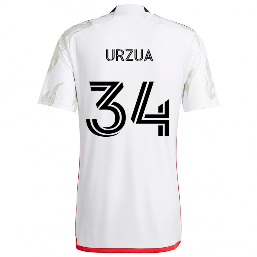 Niño Camiseta Alejandro Urzua #34 Blanco Rojo Negro 2ª Equipación 2024/25 La Camisa Chile