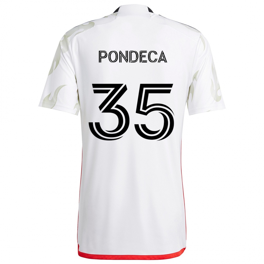 Niño Camiseta Tomas Pondeca #35 Blanco Rojo Negro 2ª Equipación 2024/25 La Camisa Chile