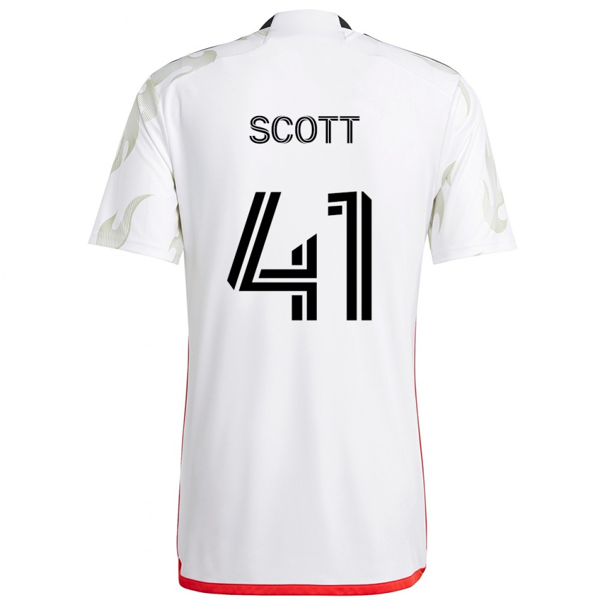 Niño Camiseta Tarik Scott #41 Blanco Rojo Negro 2ª Equipación 2024/25 La Camisa Chile