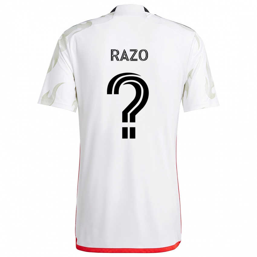 Niño Camiseta Edgar Razo #0 Blanco Rojo Negro 2ª Equipación 2024/25 La Camisa Chile