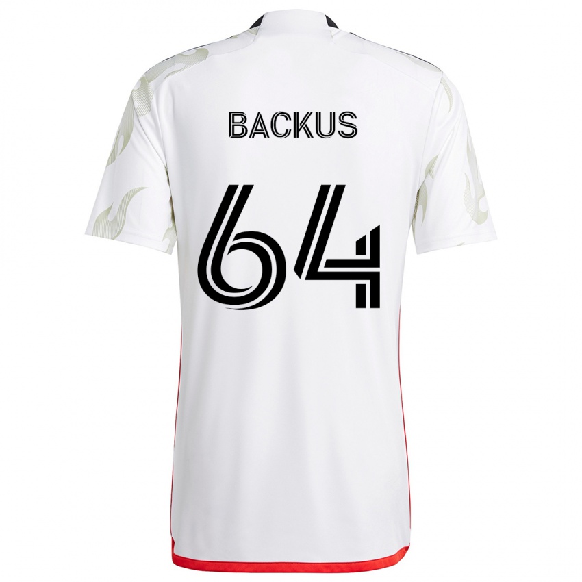 Niño Camiseta Braeden Backus #64 Blanco Rojo Negro 2ª Equipación 2024/25 La Camisa Chile