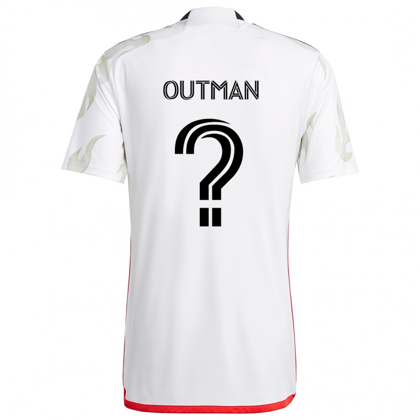 Niño Camiseta Bryce Outman #0 Blanco Rojo Negro 2ª Equipación 2024/25 La Camisa Chile