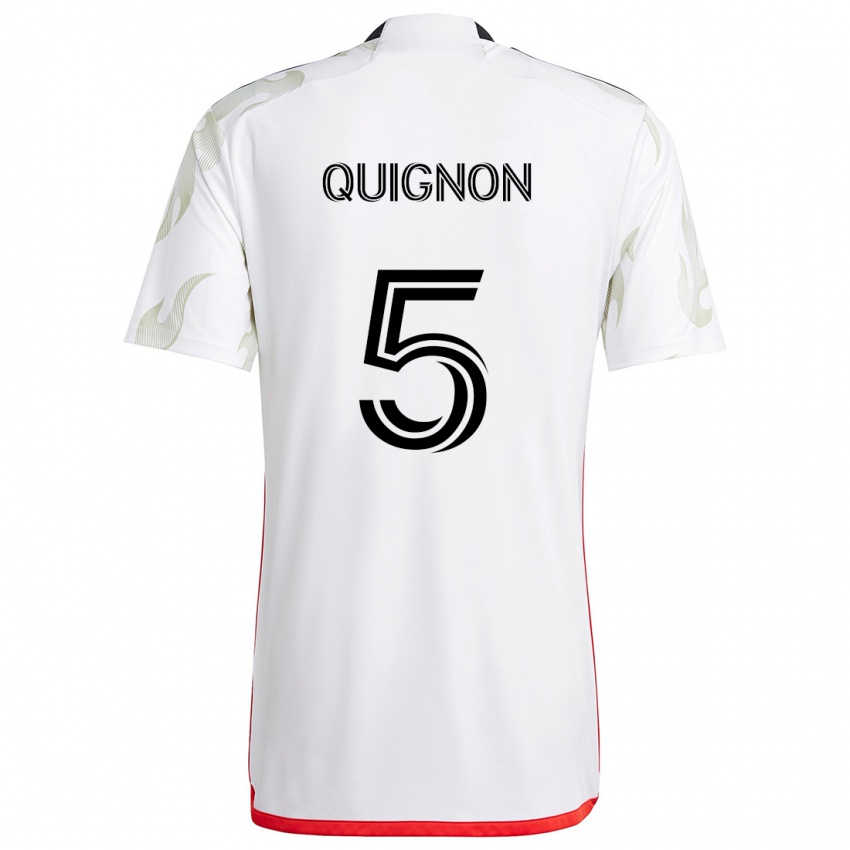 Niño Camiseta Facundo Quignón #5 Blanco Rojo Negro 2ª Equipación 2024/25 La Camisa Chile