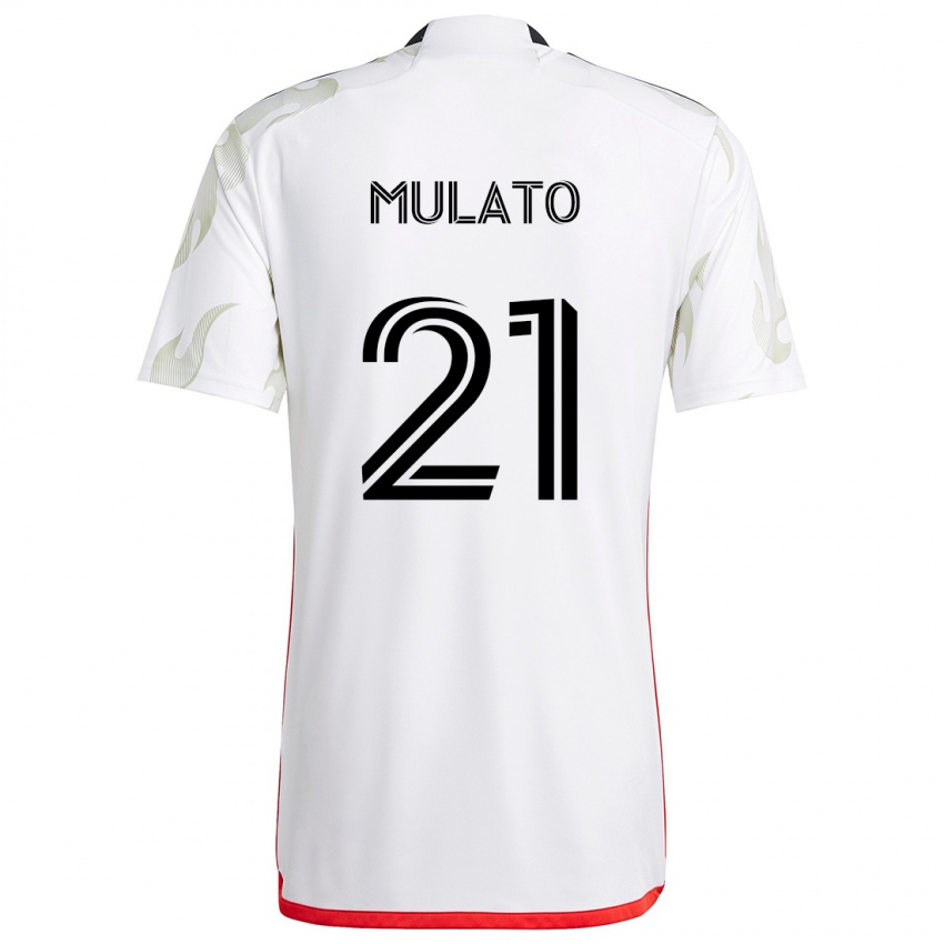 Niño Camiseta José Mulato #21 Blanco Rojo Negro 2ª Equipación 2024/25 La Camisa Chile