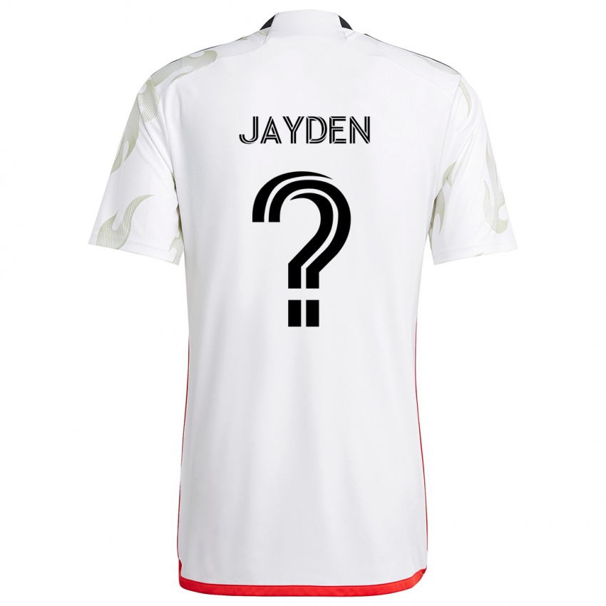 Niño Camiseta Rus Jayden #0 Blanco Rojo Negro 2ª Equipación 2024/25 La Camisa Chile