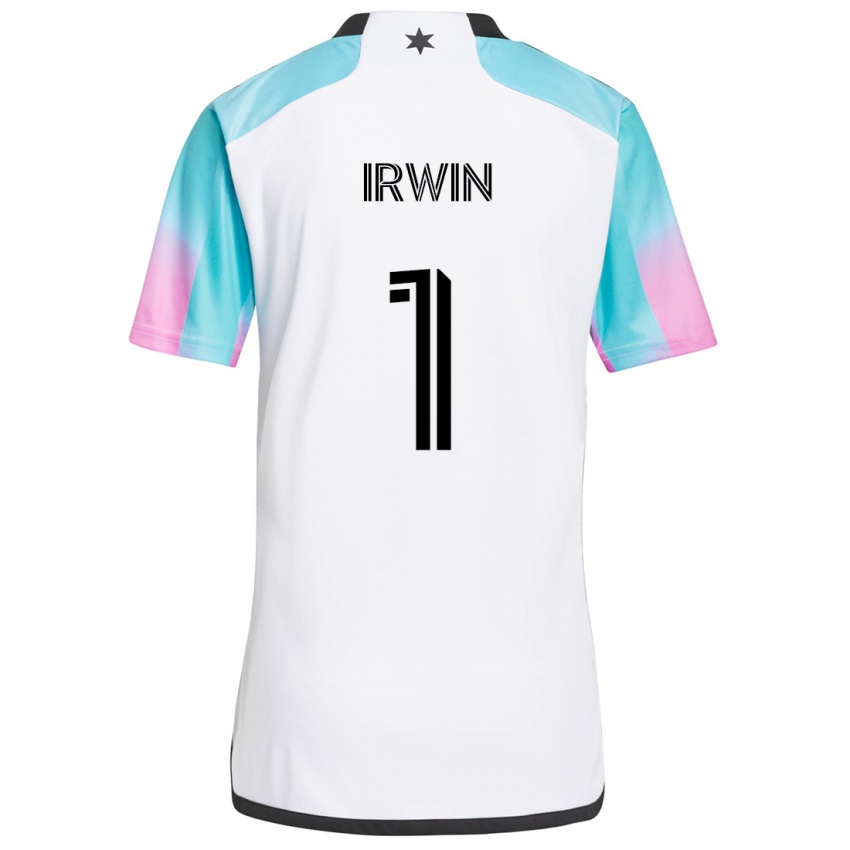 Niño Camiseta Clint Irwin #1 Blanco Azul Negro 2ª Equipación 2024/25 La Camisa Chile