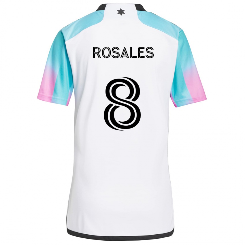 Niño Camiseta Joseph Rosales #8 Blanco Azul Negro 2ª Equipación 2024/25 La Camisa Chile