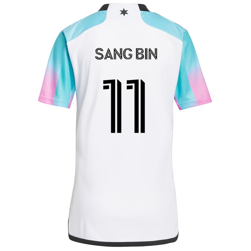 Niño Camiseta Sang-Bin Jeong #11 Blanco Azul Negro 2ª Equipación 2024/25 La Camisa Chile