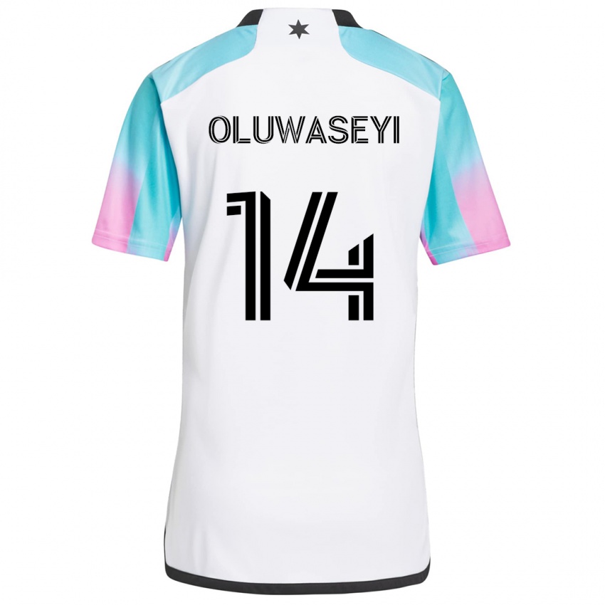 Niño Camiseta Tani Oluwaseyi #14 Blanco Azul Negro 2ª Equipación 2024/25 La Camisa Chile