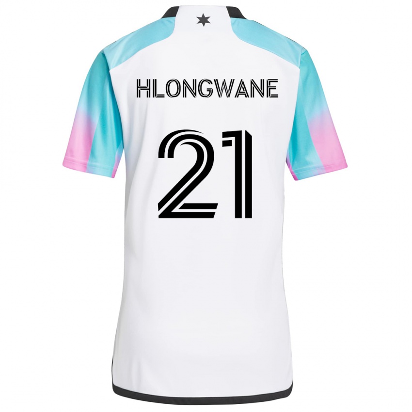 Niño Camiseta Bongokuhle Hlongwane #21 Blanco Azul Negro 2ª Equipación 2024/25 La Camisa Chile