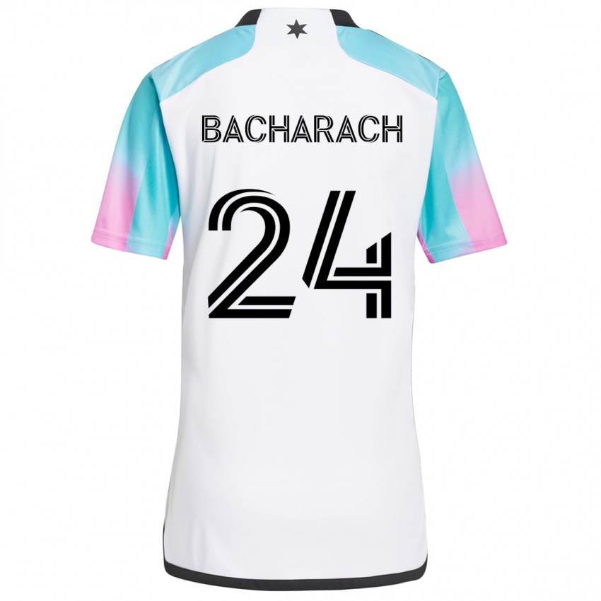 Niño Camiseta Hugo Bacharach #24 Blanco Azul Negro 2ª Equipación 2024/25 La Camisa Chile