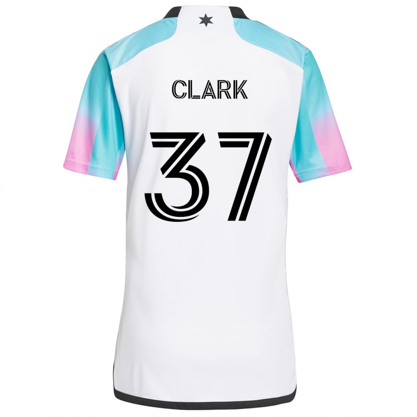 Niño Camiseta Caden Clark #37 Blanco Azul Negro 2ª Equipación 2024/25 La Camisa Chile