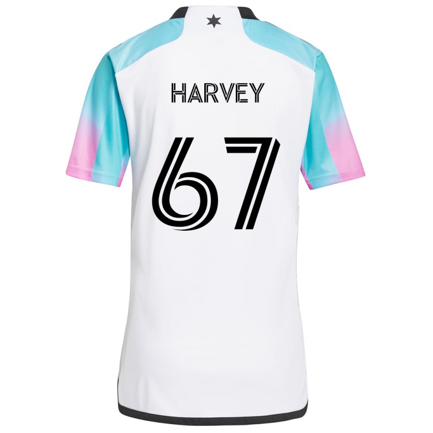 Niño Camiseta Carlos Harvey #67 Blanco Azul Negro 2ª Equipación 2024/25 La Camisa Chile