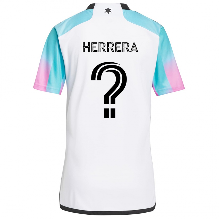 Niño Camiseta Oscar Herrera #0 Blanco Azul Negro 2ª Equipación 2024/25 La Camisa Chile