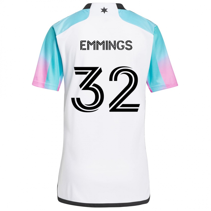 Niño Camiseta Fred Emmings #32 Blanco Azul Negro 2ª Equipación 2024/25 La Camisa Chile