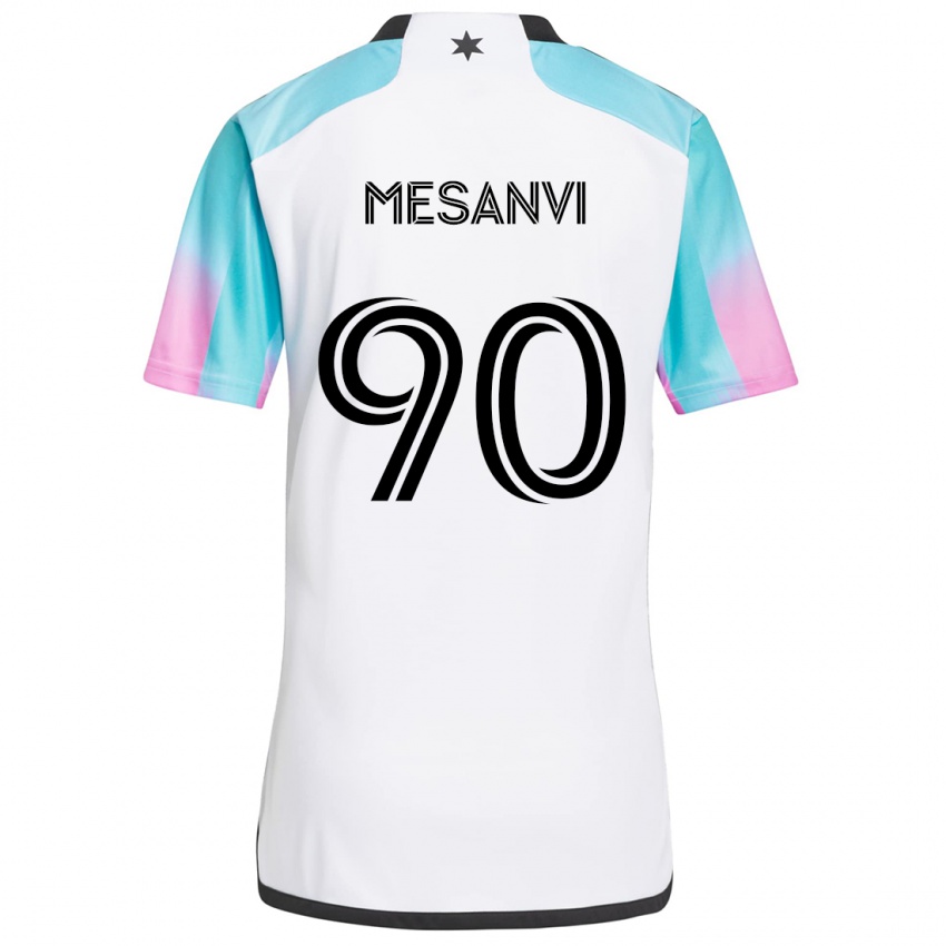 Niño Camiseta Loïc Mesanvi #90 Blanco Azul Negro 2ª Equipación 2024/25 La Camisa Chile