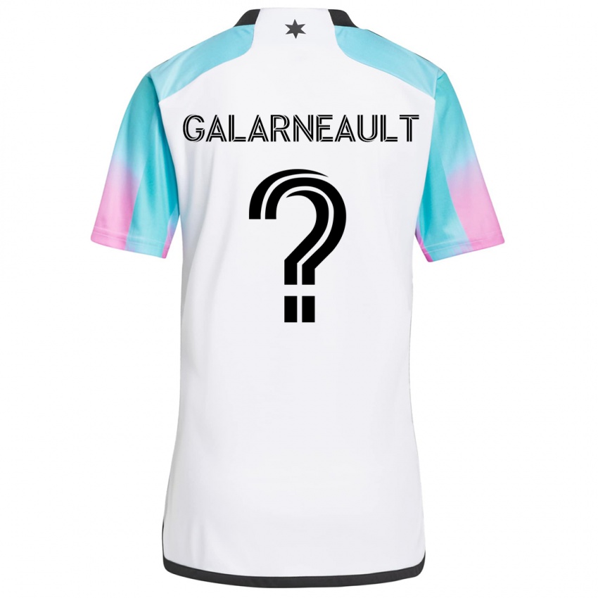 Niño Camiseta Benjamin Galarneault #0 Blanco Azul Negro 2ª Equipación 2024/25 La Camisa Chile