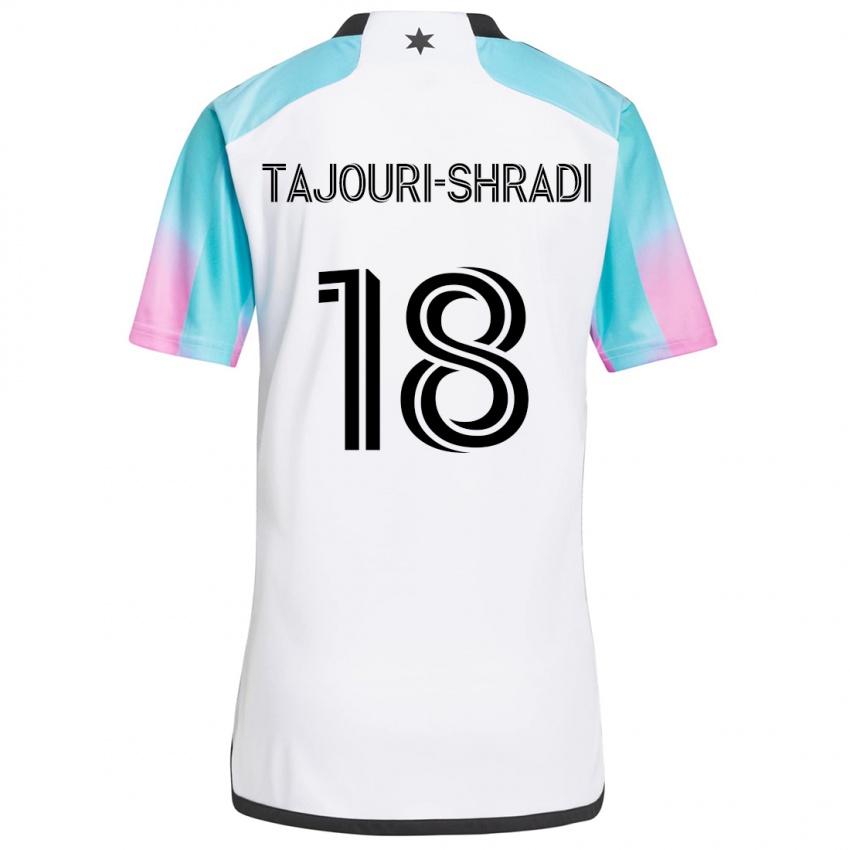 Niño Camiseta Ismael Tajouri-Shradi #18 Blanco Azul Negro 2ª Equipación 2024/25 La Camisa Chile