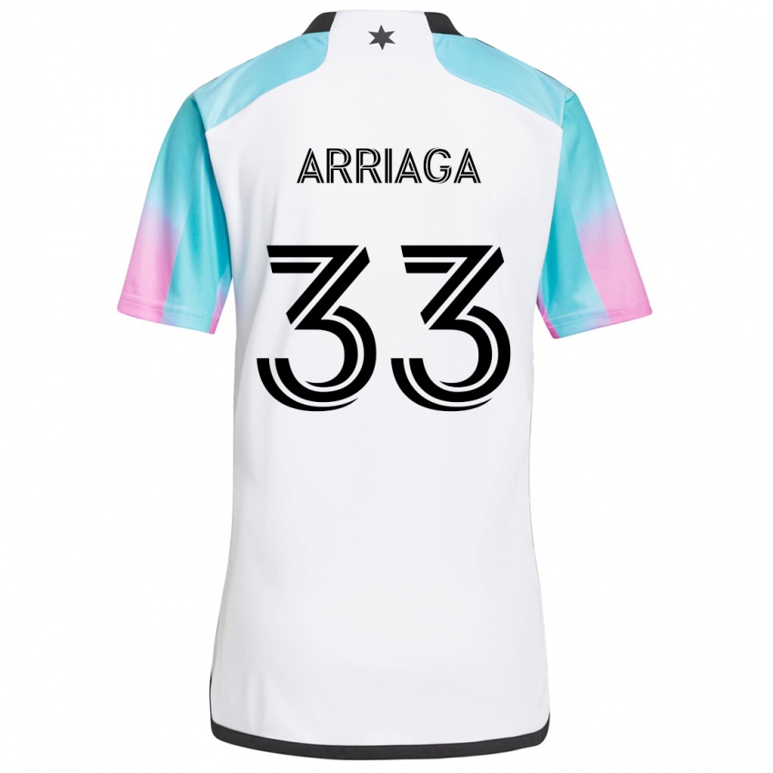 Niño Camiseta Kervin Arriaga #33 Blanco Azul Negro 2ª Equipación 2024/25 La Camisa Chile