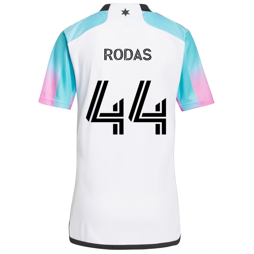 Niño Camiseta Geremy Rodas #44 Blanco Azul Negro 2ª Equipación 2024/25 La Camisa Chile