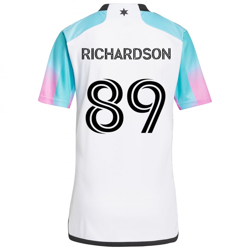 Niño Camiseta Nick Richardson #89 Blanco Azul Negro 2ª Equipación 2024/25 La Camisa Chile