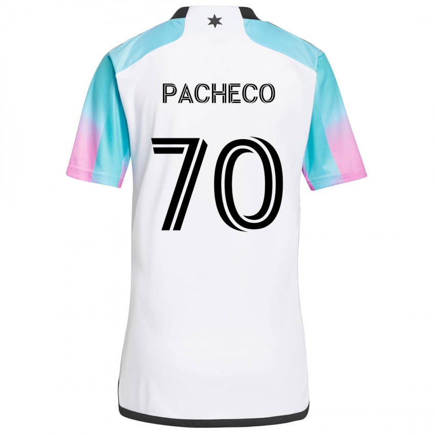 Niño Camiseta Diogo Pacheco #70 Blanco Azul Negro 2ª Equipación 2024/25 La Camisa Chile