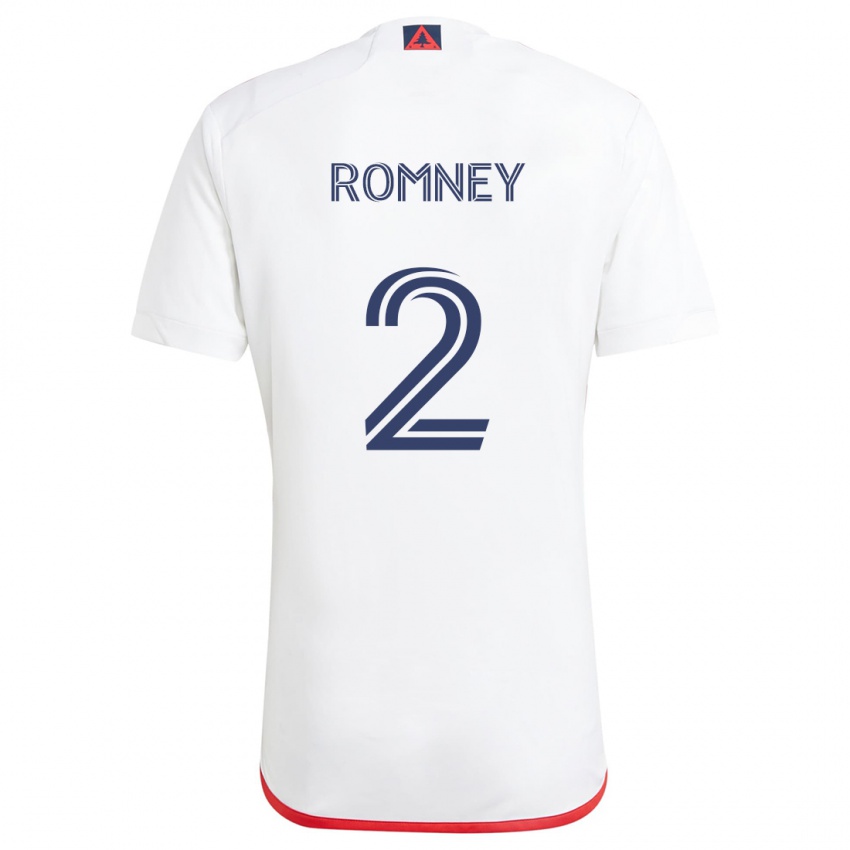 Niño Camiseta Dave Romney #2 Blanco Rojo 2ª Equipación 2024/25 La Camisa Chile