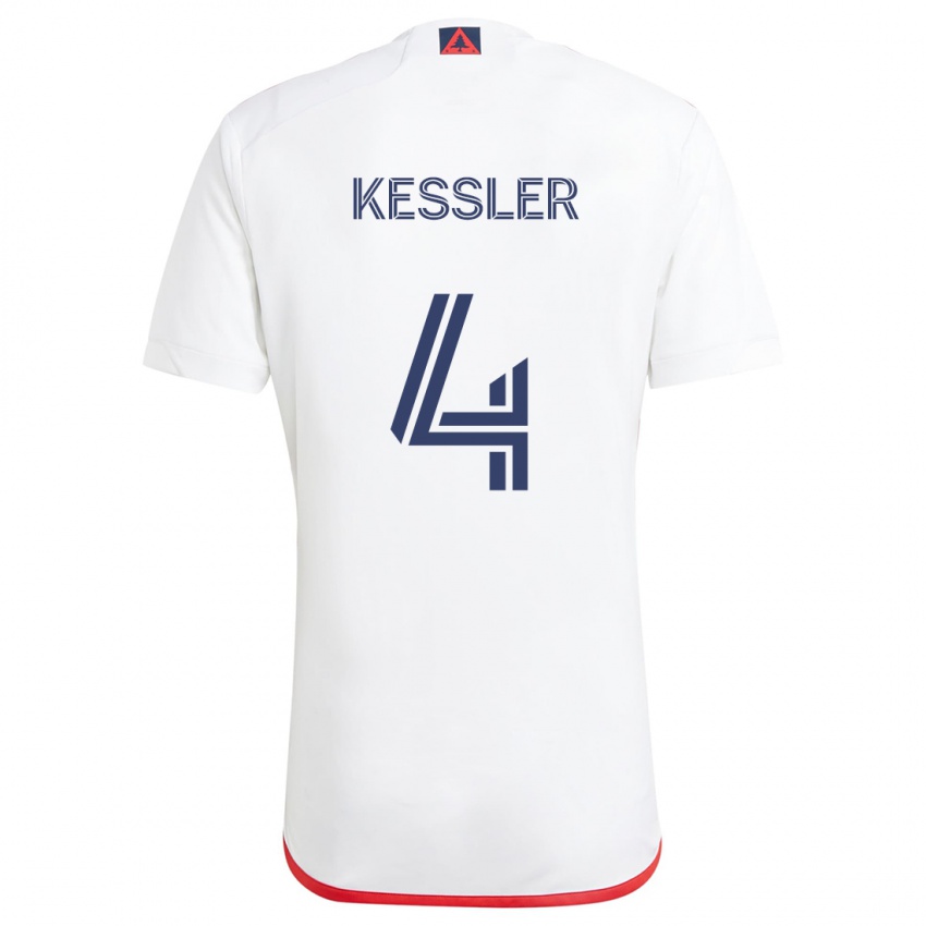 Niño Camiseta Henry Kessler #4 Blanco Rojo 2ª Equipación 2024/25 La Camisa Chile