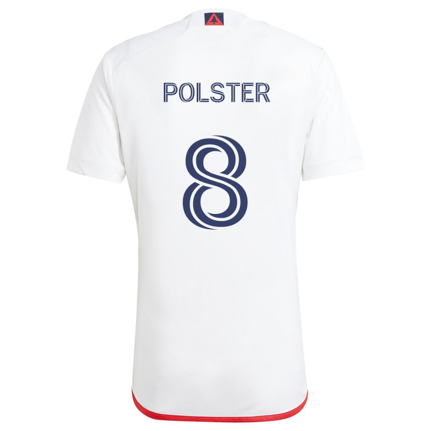 Niño Camiseta Matt Polster #8 Blanco Rojo 2ª Equipación 2024/25 La Camisa Chile