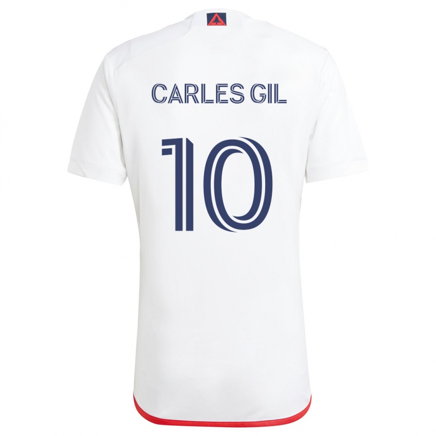 Niño Camiseta Carles Gil #10 Blanco Rojo 2ª Equipación 2024/25 La Camisa Chile