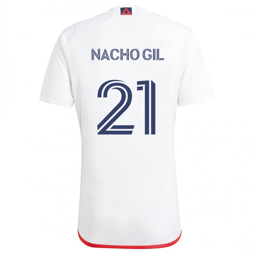 Niño Camiseta Nacho Gil #21 Blanco Rojo 2ª Equipación 2024/25 La Camisa Chile