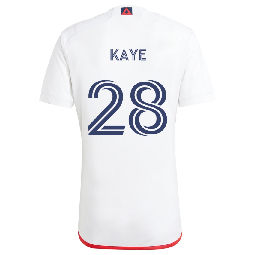 Niño Camiseta Mark-Anthony Kaye #28 Blanco Rojo 2ª Equipación 2024/25 La Camisa Chile