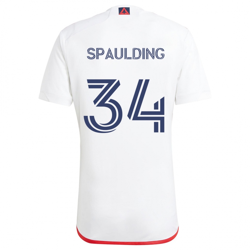 Niño Camiseta Ryan Spaulding #34 Blanco Rojo 2ª Equipación 2024/25 La Camisa Chile