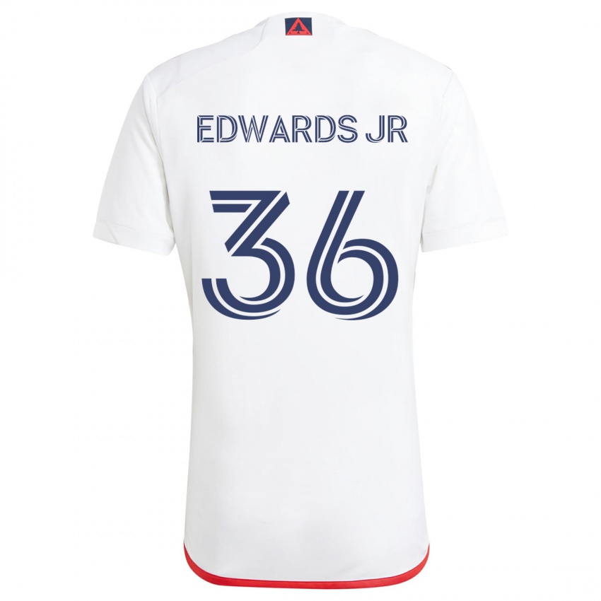 Niño Camiseta Earl Edwards Jr. #36 Blanco Rojo 2ª Equipación 2024/25 La Camisa Chile