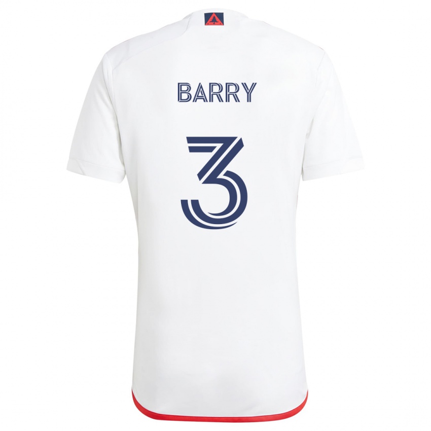 Niño Camiseta Hesron Barry #3 Blanco Rojo 2ª Equipación 2024/25 La Camisa Chile