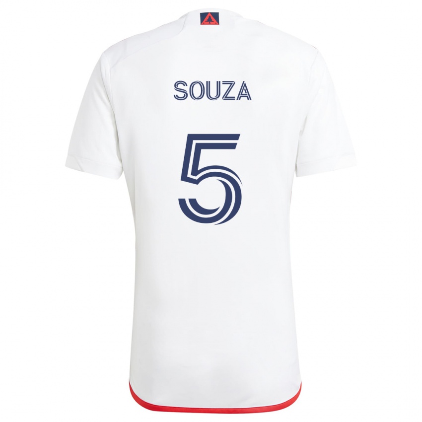 Niño Camiseta Victor Souza #5 Blanco Rojo 2ª Equipación 2024/25 La Camisa Chile