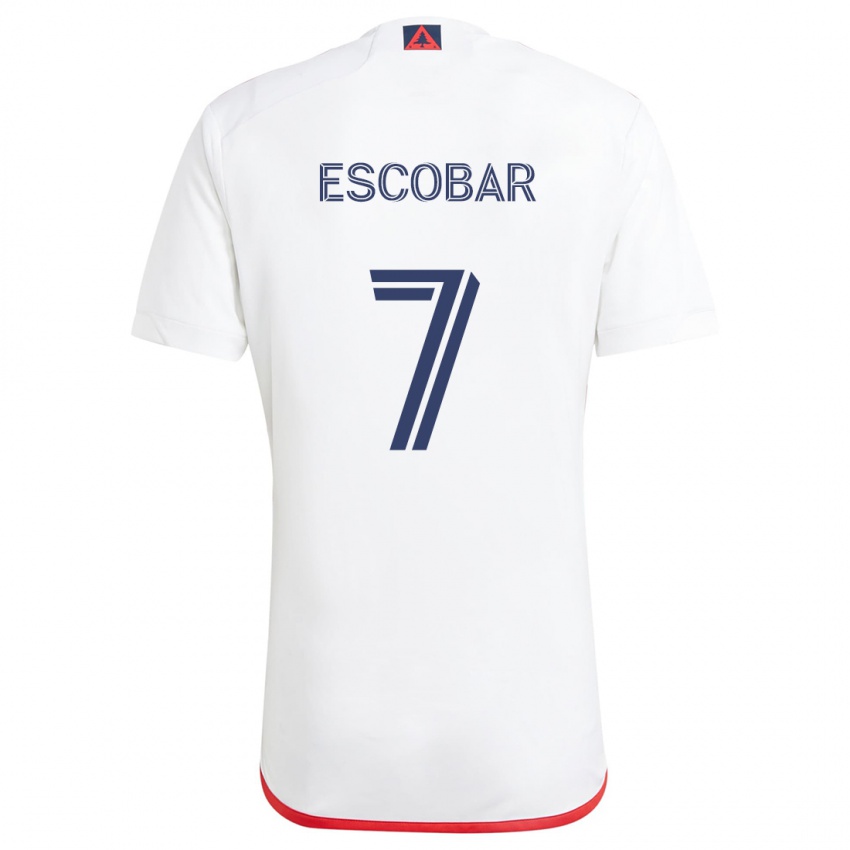 Niño Camiseta Olger Escobar #7 Blanco Rojo 2ª Equipación 2024/25 La Camisa Chile