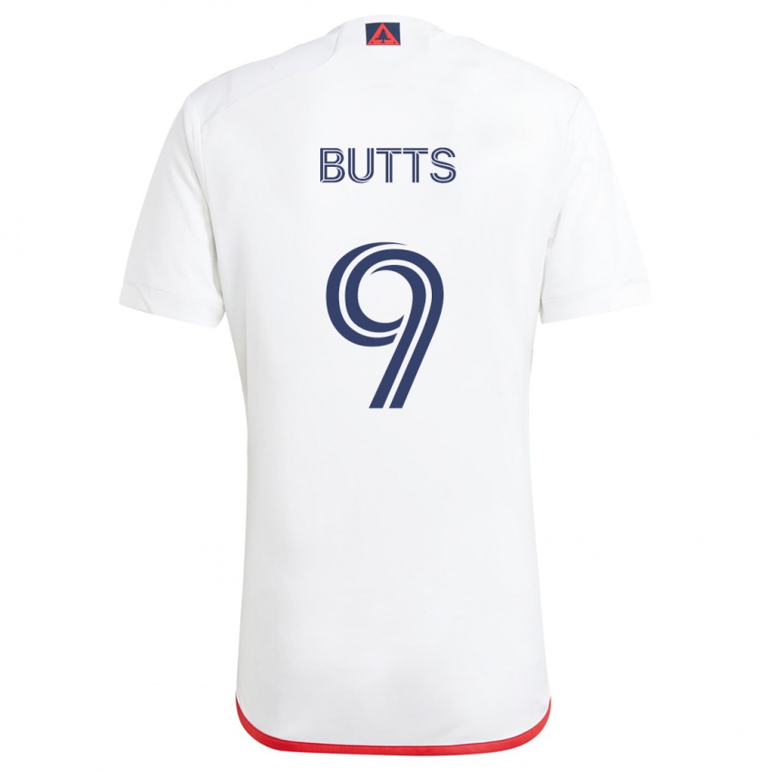 Niño Camiseta Liam Butts #9 Blanco Rojo 2ª Equipación 2024/25 La Camisa Chile