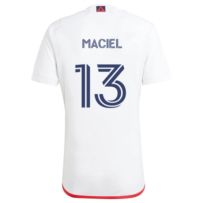 Niño Camiseta Maciel #13 Blanco Rojo 2ª Equipación 2024/25 La Camisa Chile