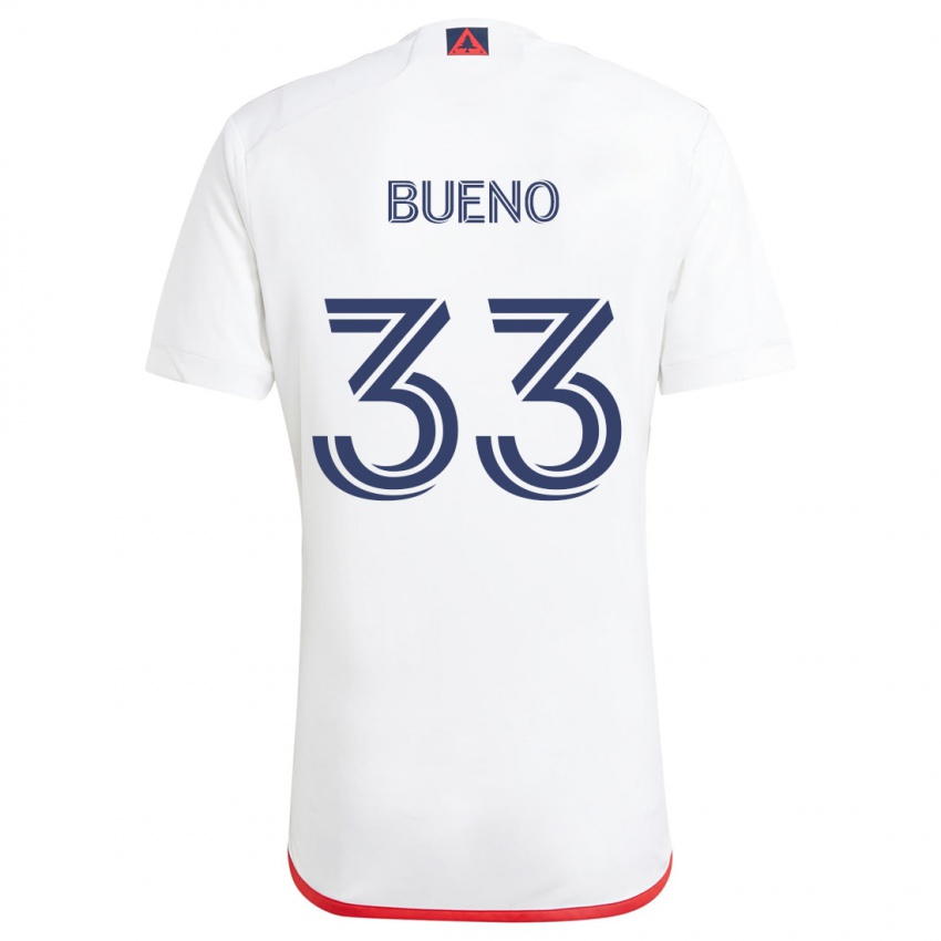 Niño Camiseta Brandonn Bueno #33 Blanco Rojo 2ª Equipación 2024/25 La Camisa Chile