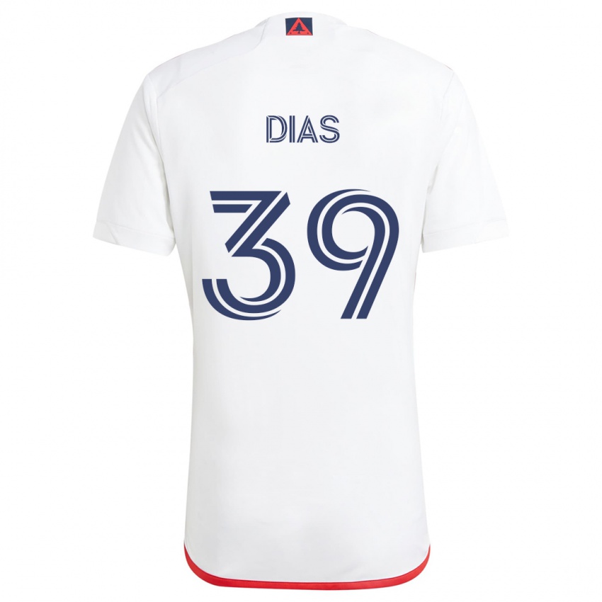 Niño Camiseta Marcos Dias #39 Blanco Rojo 2ª Equipación 2024/25 La Camisa Chile