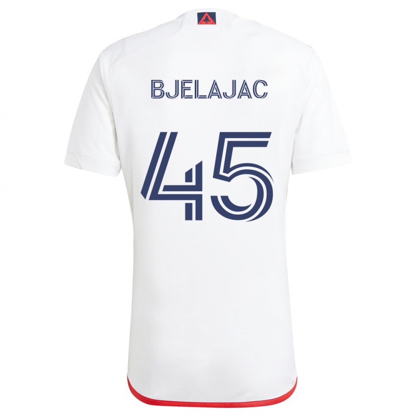 Niño Camiseta Andrej Bjelajac #45 Blanco Rojo 2ª Equipación 2024/25 La Camisa Chile