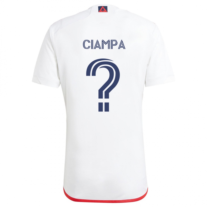 Niño Camiseta Giuseppe Ciampa #0 Blanco Rojo 2ª Equipación 2024/25 La Camisa Chile