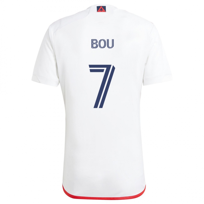 Niño Camiseta Gustavo Bou #7 Blanco Rojo 2ª Equipación 2024/25 La Camisa Chile