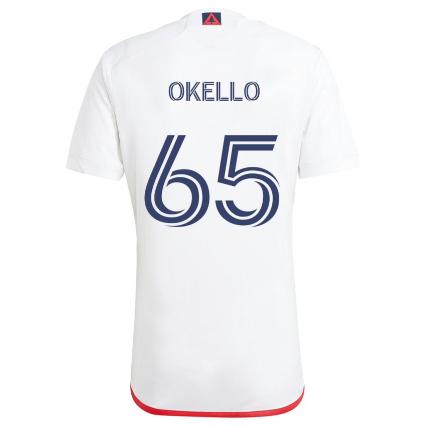 Niño Camiseta Noble Okello #65 Blanco Rojo 2ª Equipación 2024/25 La Camisa Chile