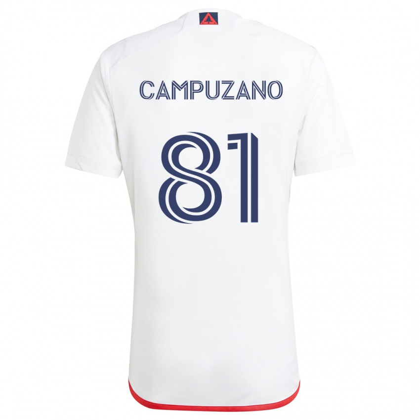 Niño Camiseta Nico Campuzano #81 Blanco Rojo 2ª Equipación 2024/25 La Camisa Chile