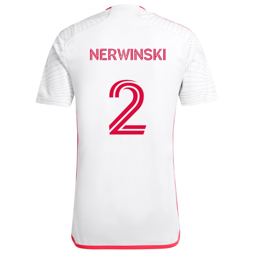 Niño Camiseta Jake Nerwinski #2 Blanco Rojo 2ª Equipación 2024/25 La Camisa Chile