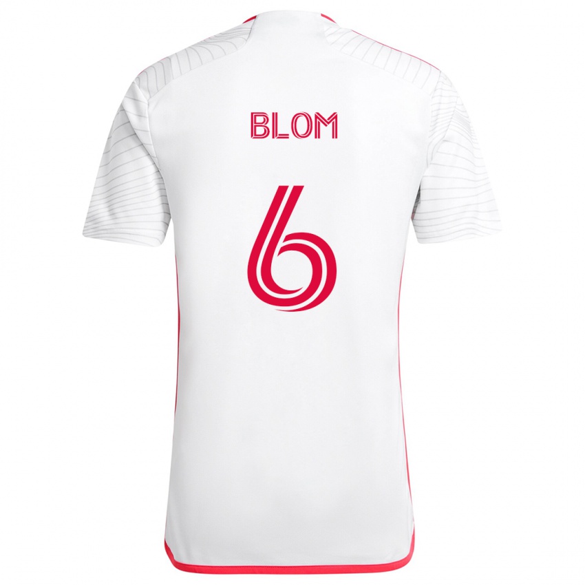 Niño Camiseta Njabulo Blom #6 Blanco Rojo 2ª Equipación 2024/25 La Camisa Chile