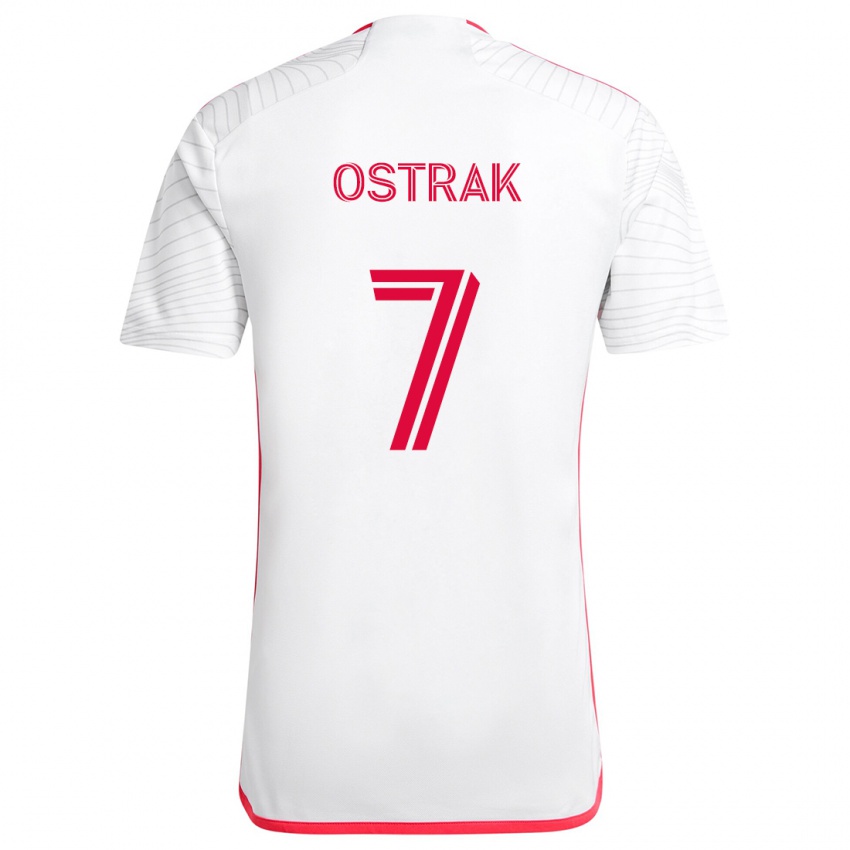 Niño Camiseta Tomás Ostrák #7 Blanco Rojo 2ª Equipación 2024/25 La Camisa Chile